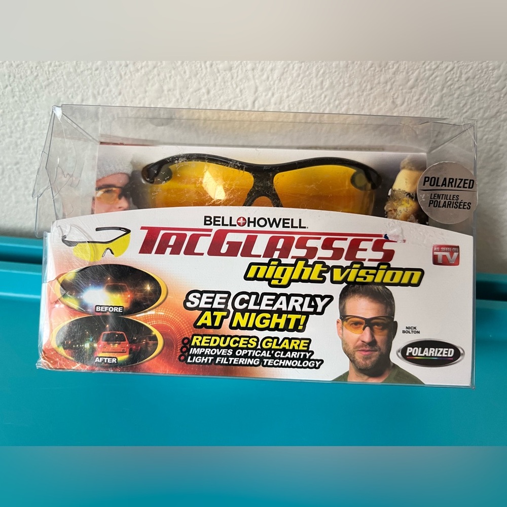 NEW Bell + Howell TacGlasses Night Vision Reduces Glare Non Rx Glasses NIB